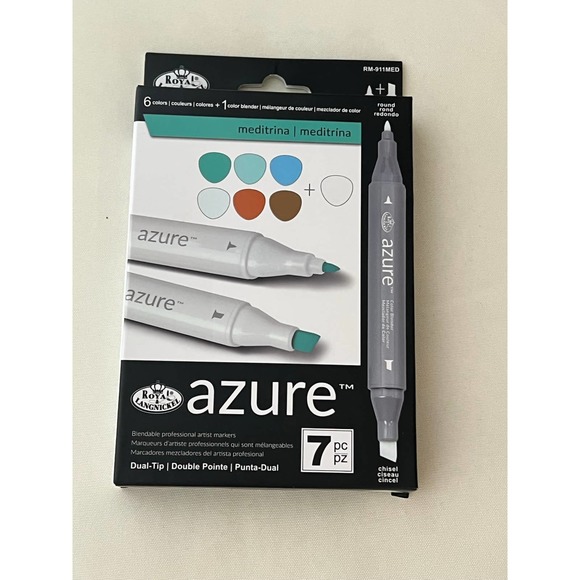 Royal & Langnickel Azure 7pc Dual-Tip Alcohol Based Marker Set & Blender - Picture 2 of 4